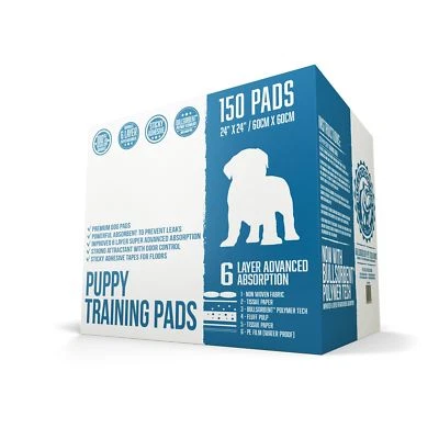 Bulldogology Puppy Pee Pads with Adhesive Sticky Tape - 150 Count (24x24")