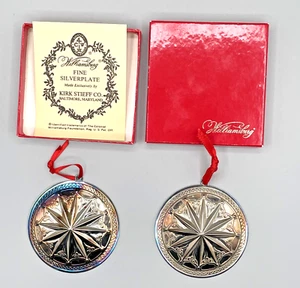 VTG 1983 Williamsburg Kirk Stieff Silverplate Christmas Star Ornaments Set of 2 - Picture 1 of 11