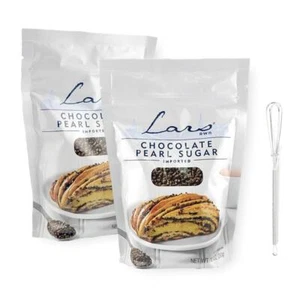 Lars Own Chocolate Pearl Sugar 10 Oz. X 2 with Mini Wire Whisk (3-Pc Set - Picture 1 of 8
