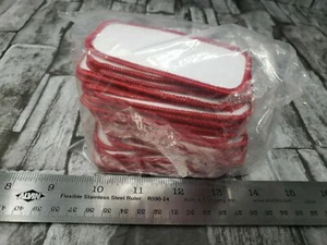 Lot of 50 Blank Name Tag Uniform Shirt Patches 3 1/2" X 1 1/2" White Red New - Picture 1 of 2