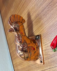 Solid Copper Rooster Head Hook Towel Apron Holder Wall Mount Rustic Farmhouse 6" - Picture 1 of 9
