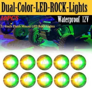 Round LED Rock Lights Dual Color Underbody Light For JEEP Offroad Truck UTV ATV - Picture 1 of 23