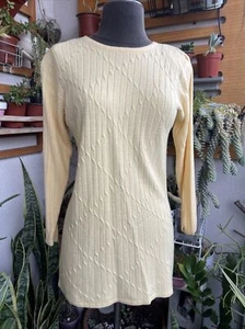 VTG Petite Sophisticate Women Yellow Sweater Petite Shoulder Pads Long Sleeve - Picture 1 of 13