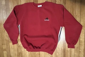 Adidas Sweatshirt Herren Medium rot mit schwarz-weißen Streifen Rundhalsausschnitt genähtes Logo - Bild 1 von 13