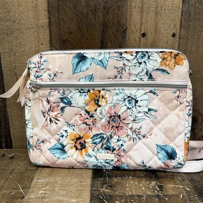 Vera Bradley Triple Compartment Crossbody Bag- Peach Blossom Bouquet Floral NICE - Image 1 of 4