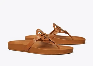 Tory Burch Miller Cloud Thong Sandals Leather/ Color Aged Camello 8.5 - Picture 1 of 4