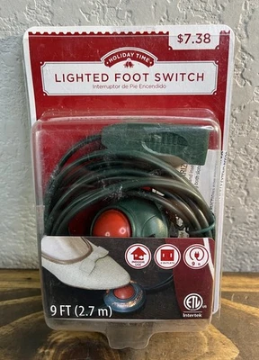 Holiday Time Lighted Foot Switch 9 Feet Long Christmas 3 Outlet Indoor Use NEW - Image 1 of 2