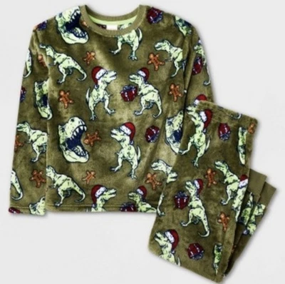Juego de pijama de 2 piezas Cat & Jack polar para niños dinosaurio vacaciones de Navidad T-Rex Foto 1 de 4