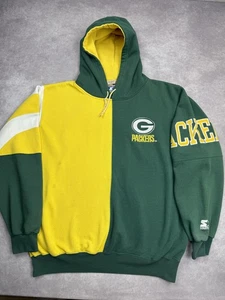 Felpa con cappuccio vintage Green Bay Packers uomo XL NFL colorblock calcio starter anni 90 - Foto 1 di 23