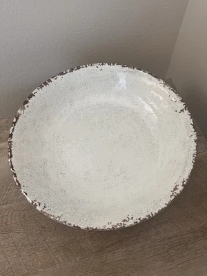 Tigela Williams Sonoma melamina bege craquelado grande 13" - Imagem 1 de 4