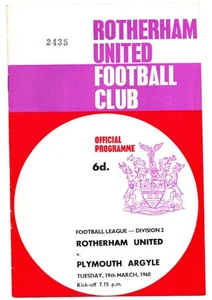 Rotherham United v Plymouth Argyle 1967-1968 Division Two 19.03.1968 - Bild 1 von 1
