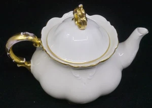 VINTAGE MITTERTEICH BAVARIA GERMANY WEISSE PORZELLAN TEEKANNE MIT GOLDRAND - Bild 1 von 8