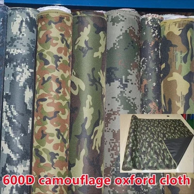 600D Camouflage Oxford PVC Waterproof Fabric Backpack Tent Outdoor Camp Material - image 1 of 4