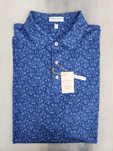 Peter Millar Sport Navy Carolina Shag Performance Jersey Polo MF24EK31S Men's XL - Picture 1 of 13