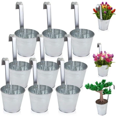 9 x Hängetopf Blumentopf Hängetöpfe Garten Balkon Blumen Topf Kräutertopf Zink - Bild 1 von 4