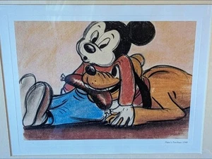 Framed Disney Mickey Mouse And Pluto Print - Picture 1 of 4