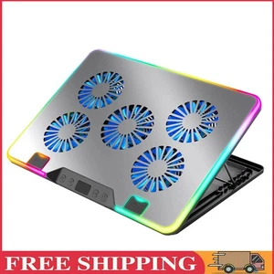 Laptop Cooling Pad 5 Quiet Fans Notebook Stand for 11-17.3 Inch Laptops (Silver) - Afbeelding 1 van 12