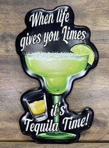 Insegna Bar Metallo Tequila "Quando la Vita Ti dà Lime" Barware Uomo Cave Margarita - Foto 1 di 4