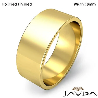 Men Wedding Band Flat Pipe Cut Plain Matte Ring 8mm 14k Yellow Gold 7.9gm 8-8.75 - Image 1 of 4