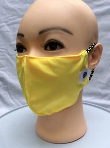 2021 FACE MASK ~ POMCHIES  ~ YELLOW W/ NAVY BLUE AND YELLOW BRAIDED STRAPS ~ NEW - Picture 1 of 2