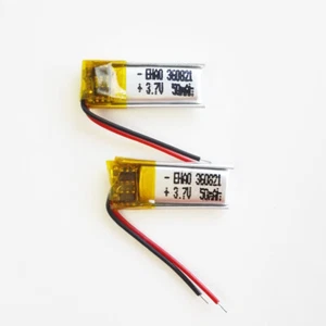 2 Stück 3,7 V 50mAh 360821 LiPo Wiederaufladbarer Akku für Mp3 Bluetooth Video Stift - Bild 1 von 7