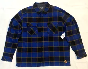 NWT-Hurley Men's Winter Flannel pocket Shirt/jacket Blue/Black Plaid-Size-2XL - Picture 1 of 5
