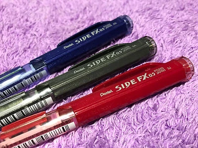 3x Pentel SIDE FX Mechanical Pencil Side Button 0.5mm Japan Eraser Soft Grip New