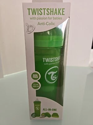 Biberón todo en uno verde Twistshake anticólicos libre de BPA 11 oz grande 4+M Foto 1 de 4