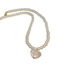 Dainty Heart Pendant Necklace Simple Yet Pearls Beaded Clavicle Chain