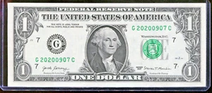 2013 $1 FRN data di fantasia 7/9/20 2020-09-07 seriale #G20200907C con busta BEP - Foto 1 di 2