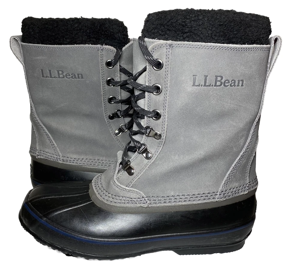 Botas de neve masculinas LL Bean isoladas 10 cinza/preto Sherpa forro removível, 284892 - Imagem 1 de 4