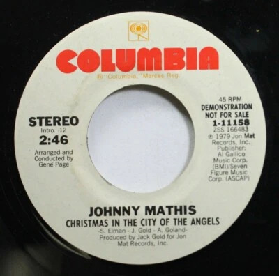 Noël VG Pour NM ! 45 Johnny Mathis - Christmas IN The City De The Angels/C - Photo 1/2