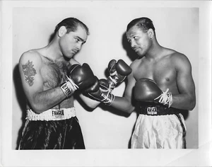 Original 1955 Bobo Olson-Sugar Ray Robinson Middleweight Title Type 1 Pressphoto - Picture 1 of 2