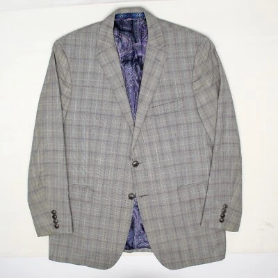 Abrigo deportivo Etro para hombre 44R gris azul Glen chaqueta de lana a cuadros forro de cachemira Italia  Foto 1 de 4