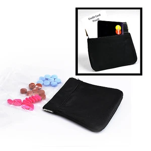Ledertasche Pillenpackung & Karte schwarz mit 10 Pillenbeuteln WEICH! oder Münzbörse Pillendose - Bild 1 von 6