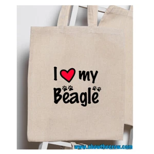 "I Love My Beagle" 100% Premium Cotton Tote Gift Shoppers Bag - Picture 1 of 1