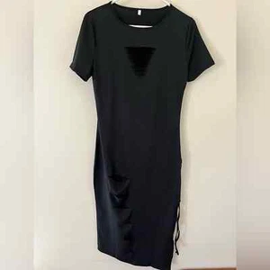 Short Sleeve Sexy Wrap Party Slim Hollow Out Evening Dress New In Package Sz M - Picture 1 of 6