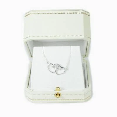 WHITE GOLD FINISH Created Diamond Hollow Heart Interlocking Design Pendant - Image 1 of 4