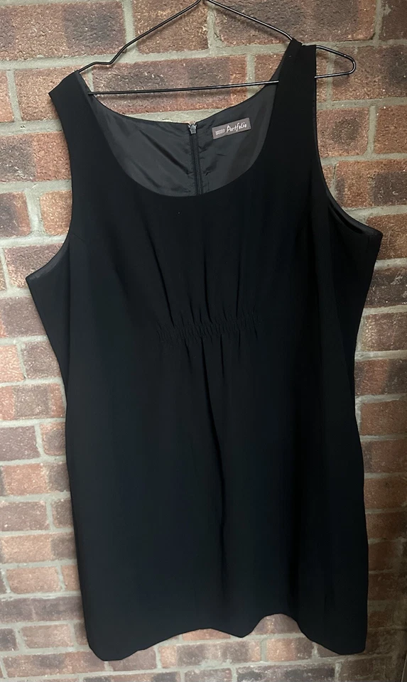 M&S Portfolio Black Smart Formal Sleeveless Dress Plus Size 22 LBD Zip Up - Image 1 of 4