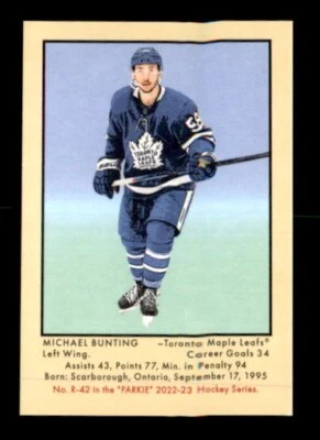 2022-23 Parkhurst Champions Parkies Mini Wrapper Back #R-42 Michael Bunting SP - Image 1 of 2