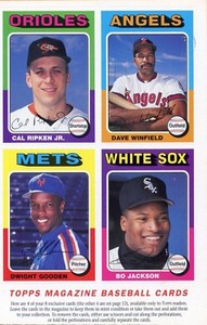 1991 Topps Magazine Baseball Cards 4 card uncut Sheet -- 1975 