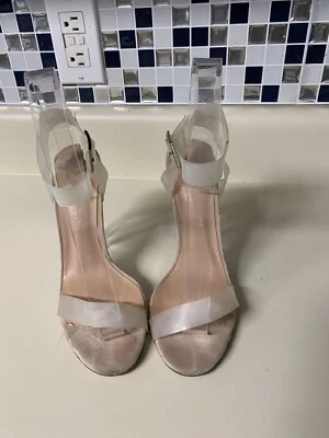 Tony Bianco Kiki Sandals Clear Vynalite Blush Kid Suede Women's Size 6 - Image 1 of 4