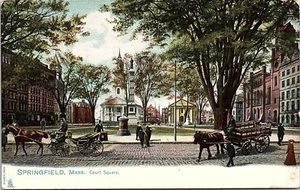 MA Postcard UDB Tuck & Sons Springfield Mass Court Square Horse Buggy Unused - Picture 1 of 2