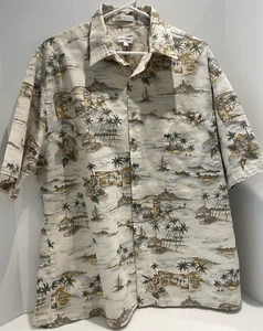 Camisa Hawaiana Abotonada De Colección Pierre Cardin Para Hombre Manga Corta XL 100% Algodón - Imagen 1 de 13