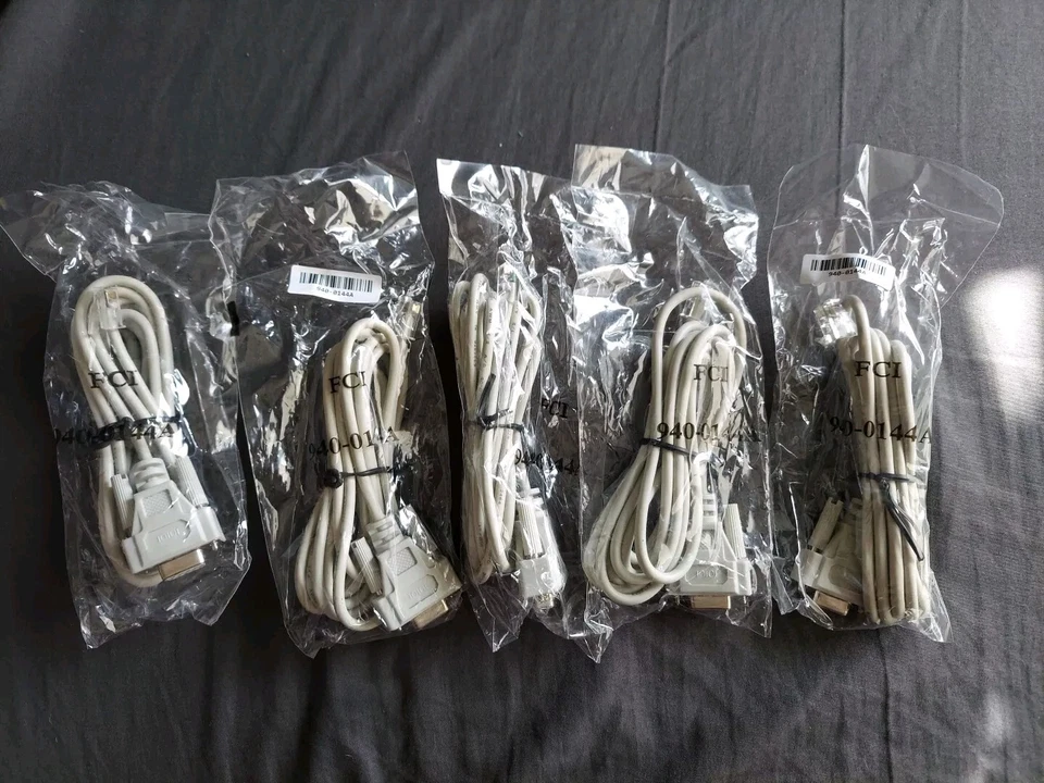 5 LOT NEW FCI 940-0144A APC SMART-UPS Console Configuration Cable Serial RJ-12 - Image 1 of 3