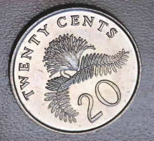 1991 Singapore 20 Cents Powderpuff Plant - Picture 1 of 2
