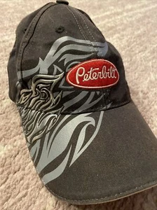 Peterbilt TRUCK Sombrero Llamas Trucker Gorra Negro Gris Retro Carrera Ajustable Usado en Excelente Condición - Imagen 1 de 12