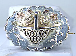 Hallmark Birmingham 1891 Victorian Sterling Silver Wedding Bride's Bridal Brooch - Picture 1 of 10