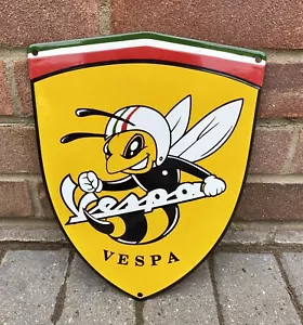 Vespa Vintage Style Scooter Garage Workshop Advertsing Metal Enamelled Sign - Picture 1 of 5