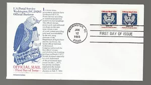 US Scott #O128 & O130, First Day Cover 1/12/83 Washington Singles Official - Picture 1 of 1